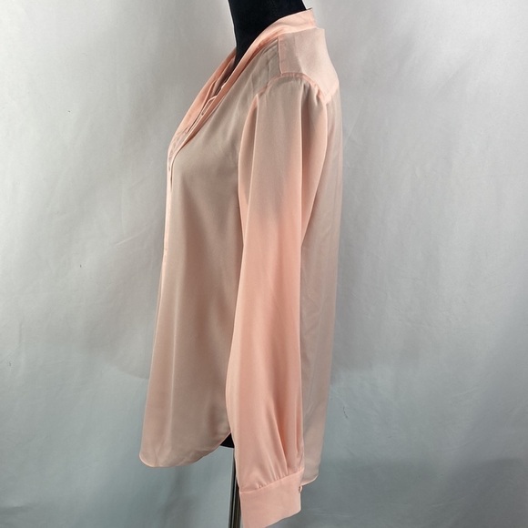 J. Crew Blush Pink Long Sleeve Tie Neck Blouse - Picture 6 of 9